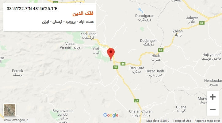روستای فلک الدین بر روی نقشه