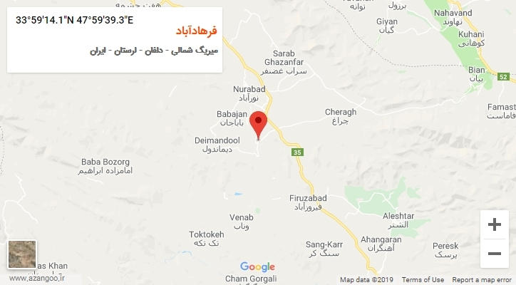 روستای فرهادآباد بر روی نقشه