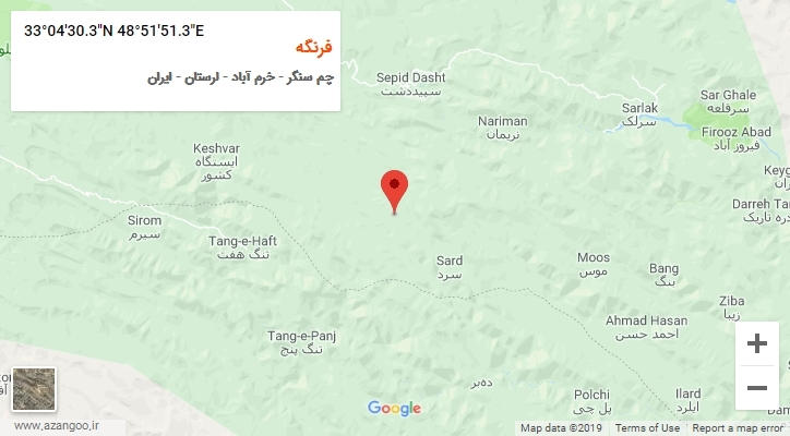 روستای فرنگه بر روی نقشه
