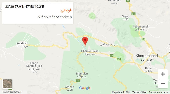 روستای فرضالی بر روی نقشه