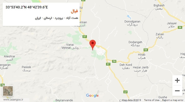 روستای فیال بر روی نقشه