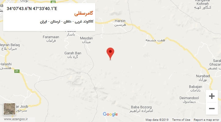 روستای گامرسفلی بر روی نقشه