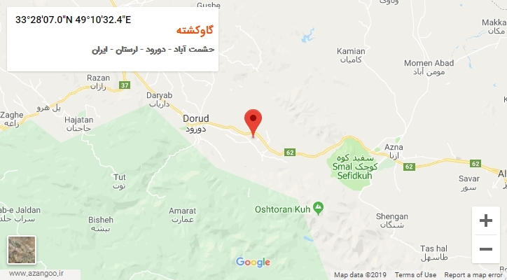 روستای گاوکشته بر روی نقشه