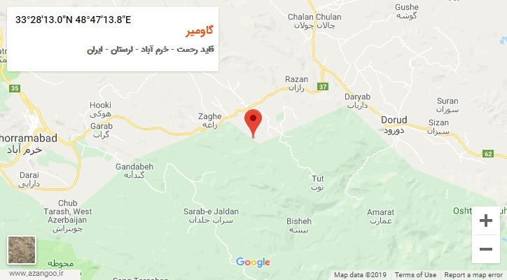 روستای گاومیر بر روی نقشه
