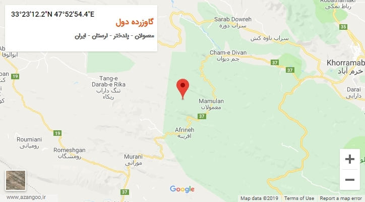 روستای گاوزرده دول بر روی نقشه