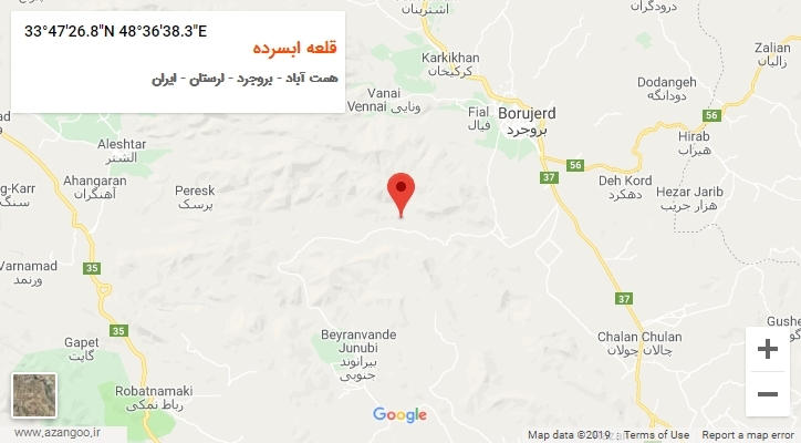 روستای قلعه ابسرده بر روی نقشه