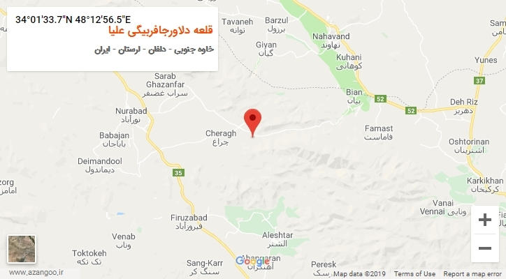 روستای قلعه دلاورجافربیگی علیا بر روی نقشه