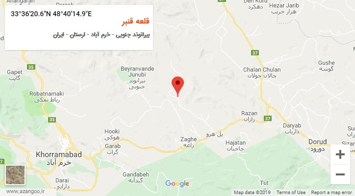 روستای قلعه قنبر بر روی نقشه