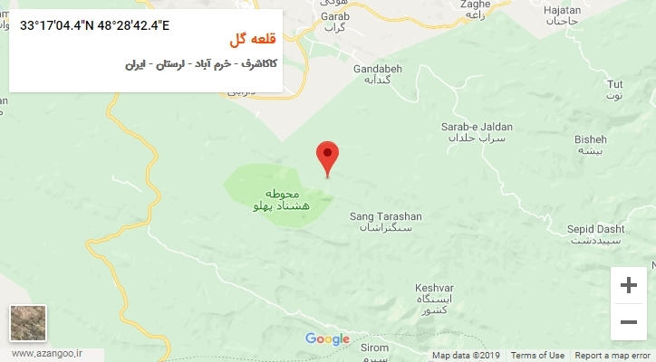 روستای قلعه گل بر روی نقشه