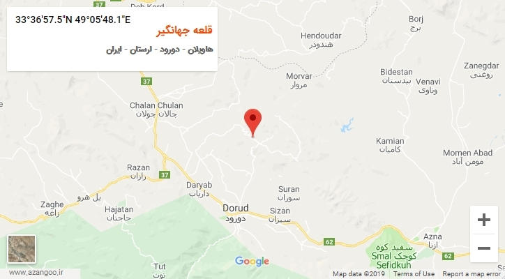 روستای قلعه جهانگیر بر روی نقشه