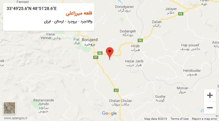 روستای قلعه میرزاعلی بر روی نقشه