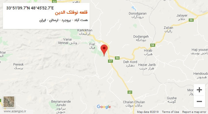 روستای قلعه نوفلک الدین بر روی نقشه