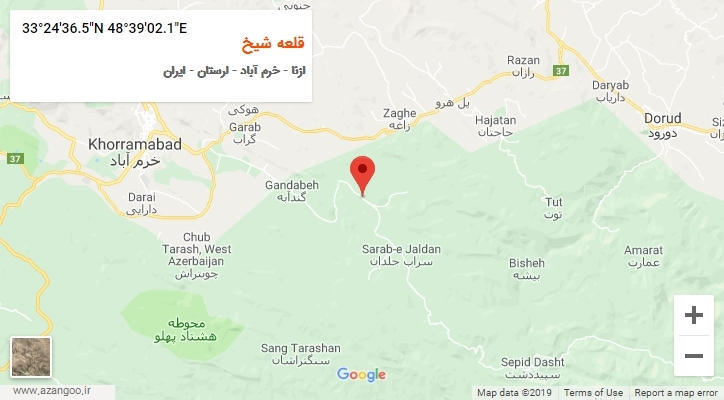 روستای قلعه شیخ بر روی نقشه