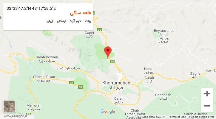 روستای قلعه سنگی بر روی نقشه