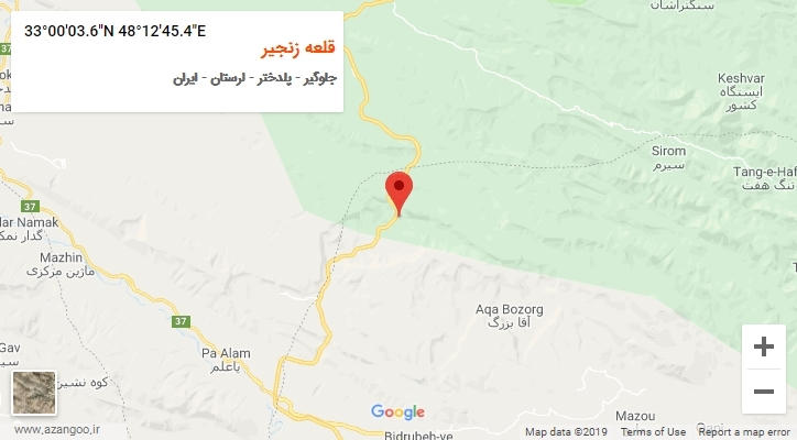 روستای قلعه زنجیر بر روی نقشه