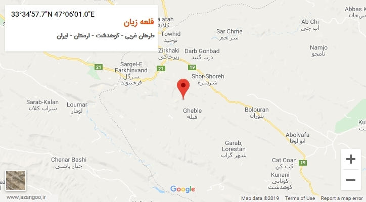 روستای قلعه زیان بر روی نقشه