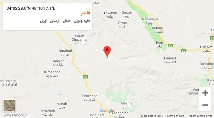 روستای قلندر بر روی نقشه
