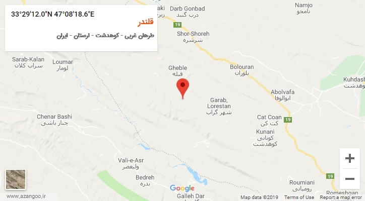 روستای قلندر بر روی نقشه