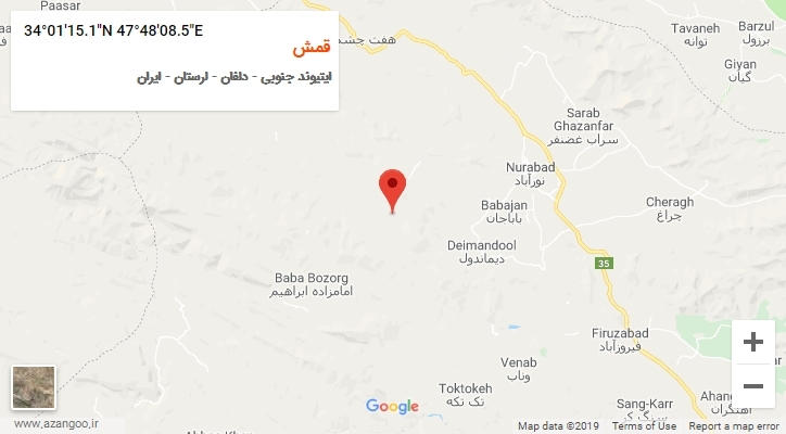 روستای قمش بر روی نقشه