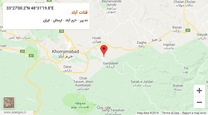 روستای قنات آباد بر روی نقشه