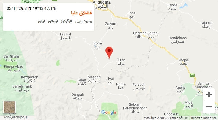 روستای قشلاق علیا بر روی نقشه