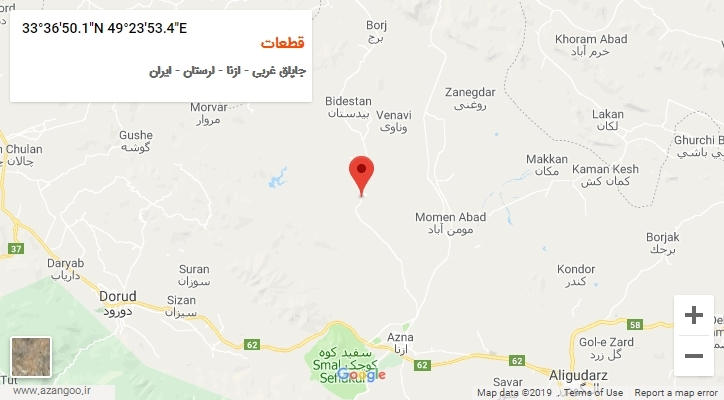 روستای قطعات بر روی نقشه