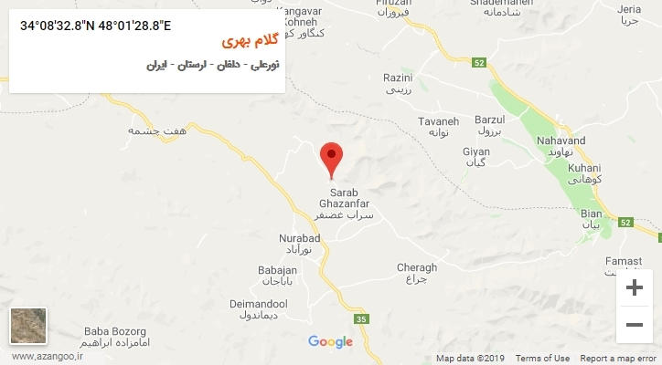 روستای گلام بهری بر روی نقشه
