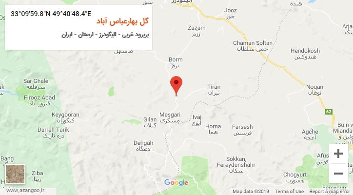 روستای گل بهارعباس آباد بر روی نقشه