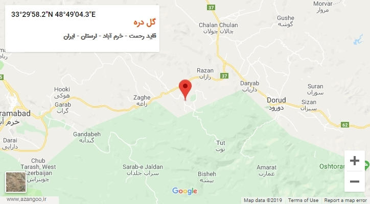 روستای گل دره بر روی نقشه