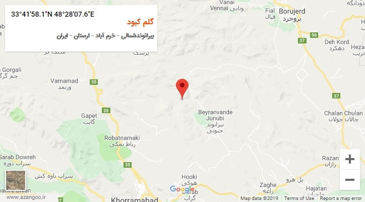 روستای گلم کبود بر روی نقشه