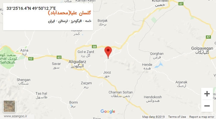 روستای گلسان علیا(محمدآباد) بر روی نقشه