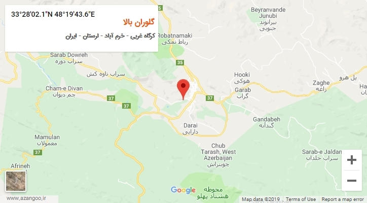 روستای گلوران بالا بر روی نقشه
