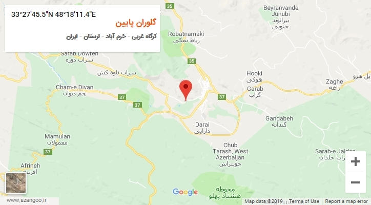 روستای گلوران پایین بر روی نقشه