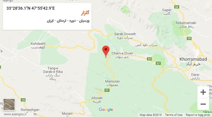 روستای گلزار بر روی نقشه