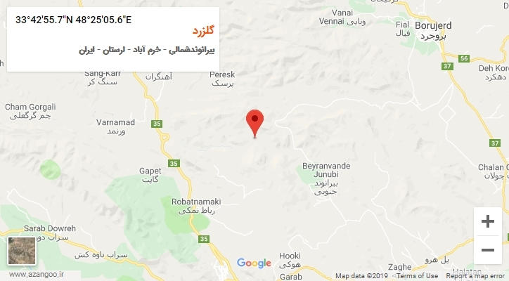 روستای گلزرد بر روی نقشه