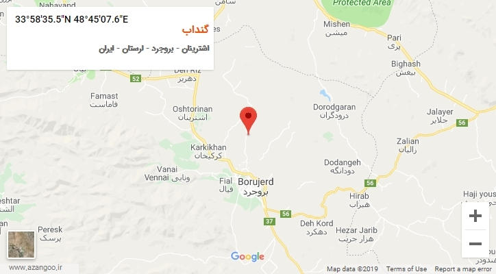 روستای گنداب بر روی نقشه
