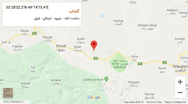 روستای گنداب بر روی نقشه