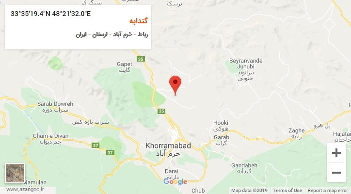 روستای گندابه بر روی نقشه