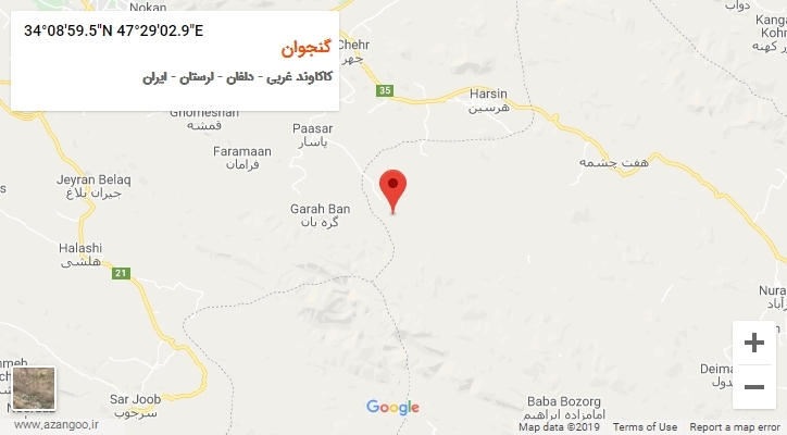 روستای گنجوان بر روی نقشه