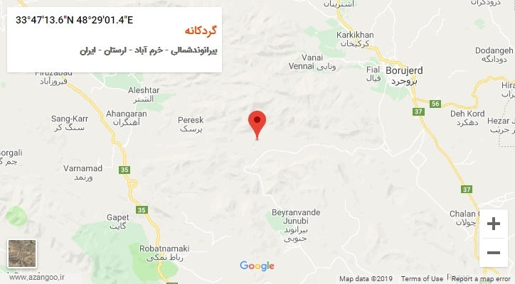 روستای گردکانه بر روی نقشه