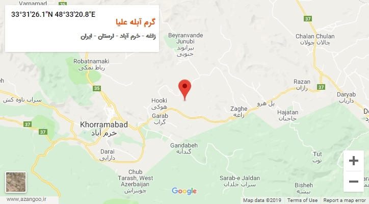 روستای گرم آبله علیا بر روی نقشه