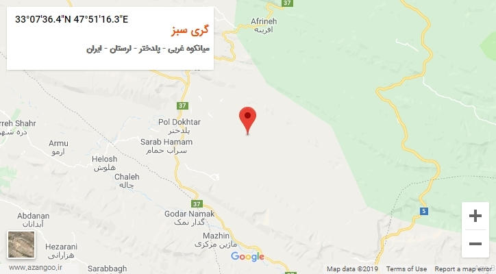 روستای گری سبز بر روی نقشه