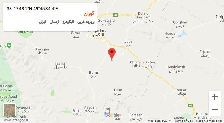 روستای گوران بر روی نقشه