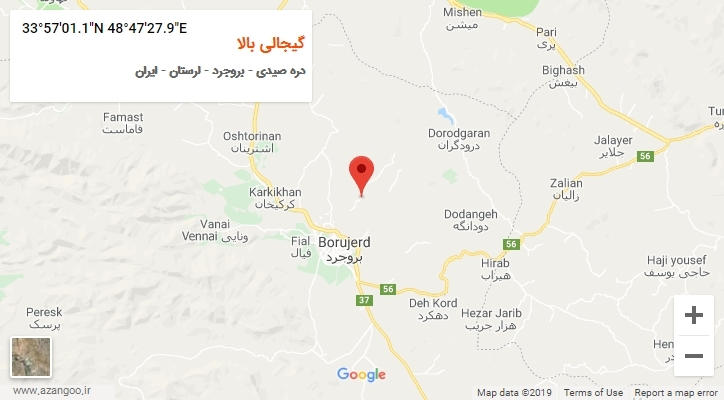 روستای گیجالی بالا بر روی نقشه