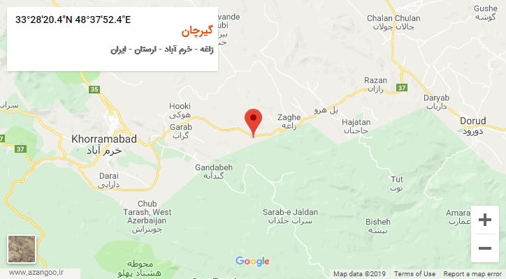 روستای گیرچان بر روی نقشه