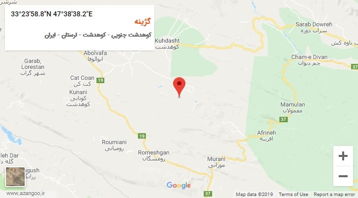 روستای گژینه بر روی نقشه