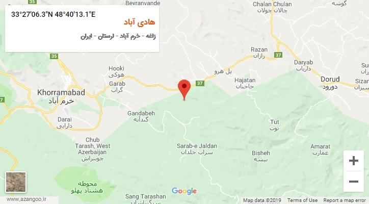 روستای هادی آباد بر روی نقشه