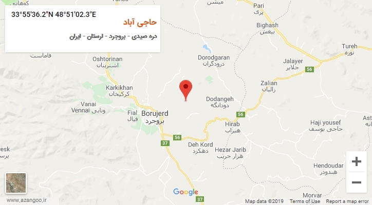 روستای حاجی آباد بر روی نقشه