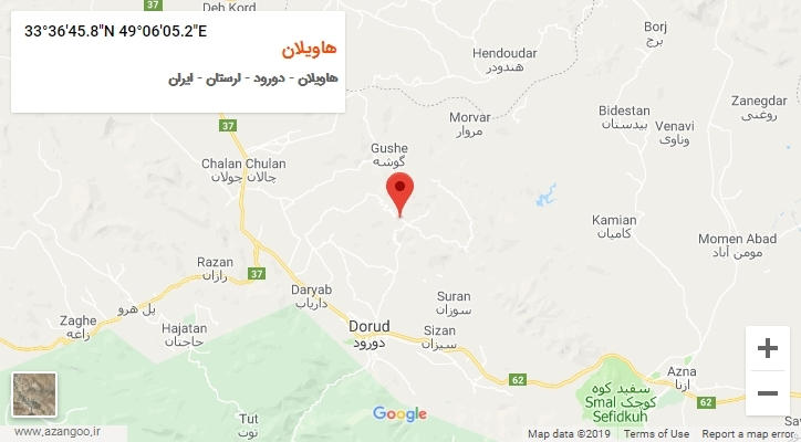 روستای هاویلان بر روی نقشه