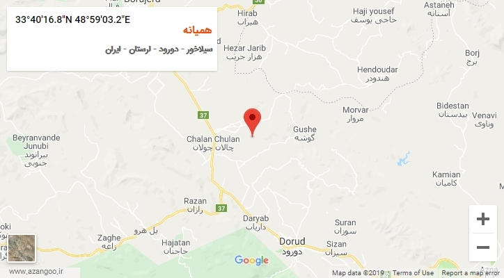 روستای همیانه بر روی نقشه